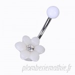 Lsv-8Blanc Petite Fleur nombril Anneau Body Piercing Bijoux Blanc Fleur  B06XGC4SSQ